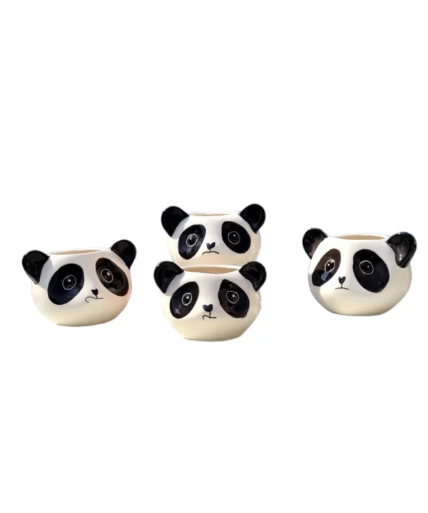 panda miniature ceramic pot, set of 4