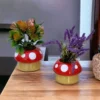 mushroom design ceramic pot for home decore