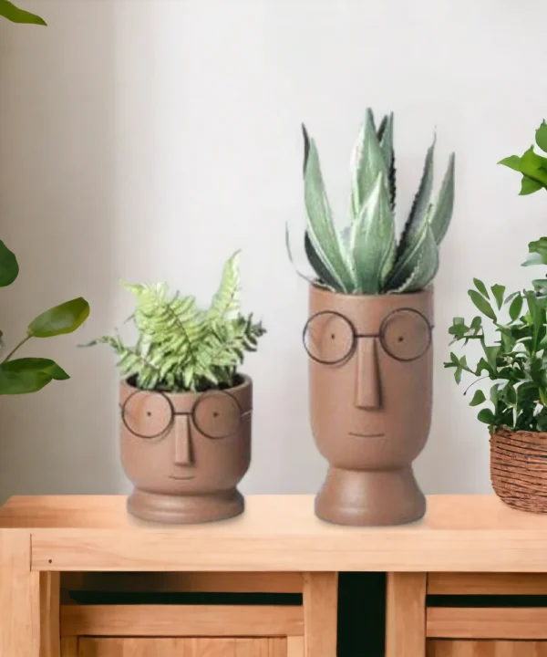 designer ceramic pots with goggle